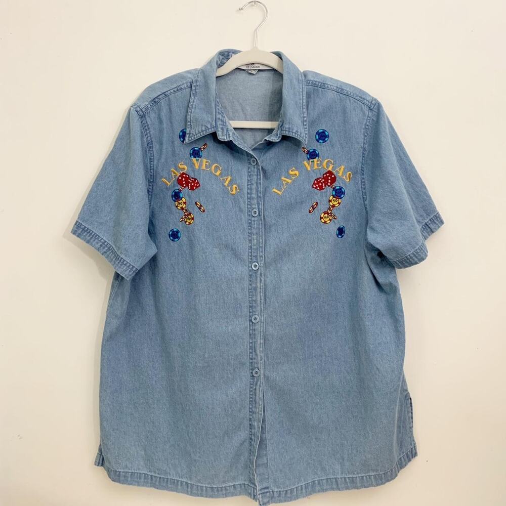 Blue short sleeve button up